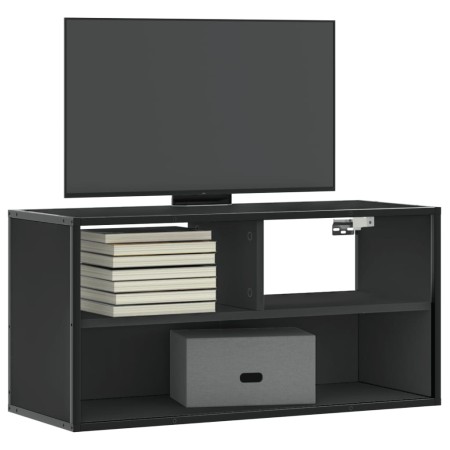 Mueble de TV metal y madera de ingeniería negro 80x31x39,5 cm by , TV Furniture - Ref: Foro24-848924, Price: 47,72 €, Discoun...