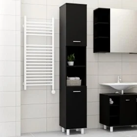 Schwarzer Badezimmerschrank aus Sperrholz, 30 x 30 x 179 cm von vidaXL, Badezimmermöbel - Ref: Foro24-802625, Preis: 76,75 €,...