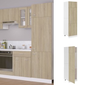 Eichenfarbener Sperrholz-Kühlschrank 60x57x207 cm von vidaXL, Küchenschränke - Ref: Foro24-802541, Preis: 187,67 €, Rabatt: %