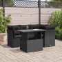 Set de muebles de jardín 5 pzas y cojines ratán sintético negro de , Conjuntos de jardín - Ref: Foro24-3326146, Precio: 401,53 €
