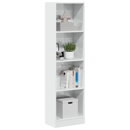 Estantería madera de ingeniería blanco brillo 40x24x143 cm de , Librerías y estanterías - Ref: Foro24-858304, Precio: 70,06 €