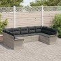 Conjunto de sofá de jardín con cojín 9 pcs Gris claro Poliratán