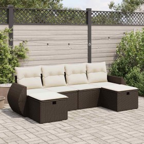 Set sofás de jardín 6 piezas y cojines ratán sintético marrón von , Gartensets - Ref: Foro24-3325629, Preis: 389,45 €, Rabatt: %