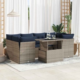Set sofás jardín y cojines 7 pzas ratán sintético acacia gris von , Gartensets - Ref: Foro24-3326112, Preis: 598,31 €, Rabatt: %