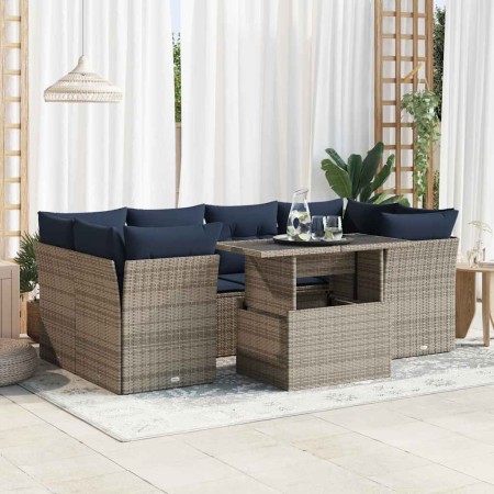 Set sofás jardín y cojines 7 pzas ratán sintético acacia gris von , Gartensets - Ref: Foro24-3326112, Preis: 598,31 €, Rabatt: %