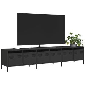 Mueble para TV acero laminado en frío negro 202x39x43,5 cm de , Muebles TV - Ref: Foro24-3307149, Precio: 202,28 €, Descuento: %