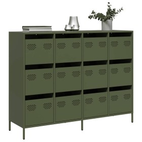 Aparador de acero laminado en frío verde oliva 135x39x103,5 cm by , Sideboards - Ref: Foro24-3307177, Price: 305,83 €, Discou...
