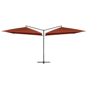 Sombrilla doble de jardín palo de acero terracota 250x250 cm de , Sombrillas - Ref: Foro24-47325, Precio: 133,97 €, Descuento: %