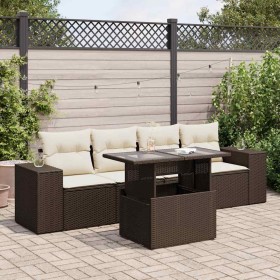 Set comedor de jardín 5 piezas y cojines ratán sintético marrón by , Garden sets - Ref: Foro24-3326724, Price: 391,06 €, Disc...