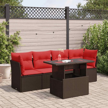 Juego Sofá Jardín 5 Piezas con Cojines Marrón Poli Ratán Acacia von , Gartensets - Ref: Foro24-3326095, Preis: 402,71 €, Raba...