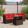 Juego Sofá Jardín 5 Piezas con Cojines Marrón Poli Ratán Acacia von , Gartensets - Ref: Foro24-3326095, Preis: 402,71 €, Raba...