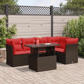Juego Sofá Jardín 6 Piezas con Cojines Marrón Poli Ratán Acacia von , Gartensets - Ref: Foro24-3326165, Preis: 489,03 €, Raba...