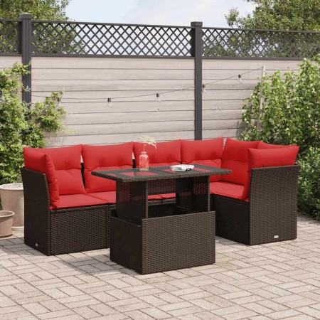 Juego Sofá Jardín 6 Piezas con Cojines Marrón Poli Ratán Acacia von , Gartensets - Ref: Foro24-3326165, Preis: 489,03 €, Raba...