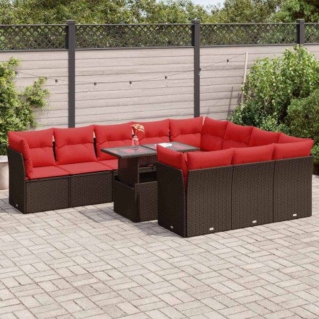 Set de sofás de jardín 11 pzas cojines ratán sintético marrón by , Garden sets - Ref: Foro24-3326235, Price: 889,06 €, Discou...