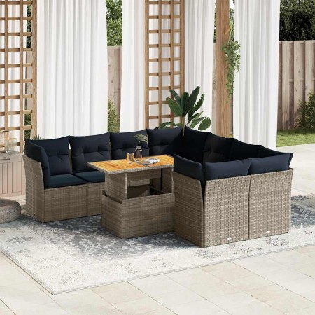 Set de sofás de jardín con cojines 9 pzas ratán sintético gris von , Gartensets - Ref: Foro24-3326910, Preis: 703,70 €, Rabat...