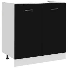 Armario inferior fregadero contrachapada negro 80x46x81,5cm de vidaXL, Armarios de cocina - Ref: Foro24-801197, Precio: 67,53...