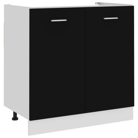 Armario inferior fregadero contrachapada negro 80x46x81,5cm de vidaXL, Armarios de cocina - Ref: Foro24-801197, Precio: 67,82...