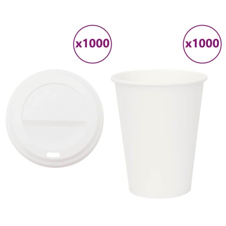 Vasos de café de papel con tapa 1000 uds 12oz 300ml by , Disposable cups - Ref: Foro24-3325217, Price: 141,45 €, Discount: %