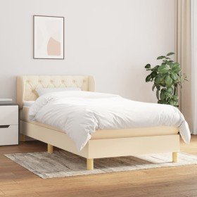 Cama box spring con colchón tela color crema 80x200 cm en Camas y somieres | Comprar online en Foro24