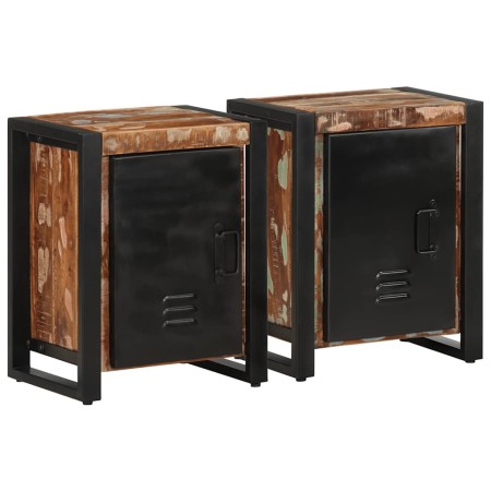 Mesitas de noche 2 uds multicolor madera maciza rugosa mango de , Mesitas de noche - Ref: Foro24-4013566, Precio: 223,10 €, D...
