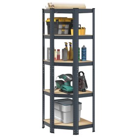 Estantería de esquina 5 niveles madera y acero gris antracita by , Industrial shelving - Ref: Foro24-4016946, Price: 53,40 €,...