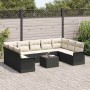 Conjunto de sofá de jardín con cojín 10 pcs Negro Poliratán