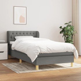 Cama box spring con colchón tela gris oscuro 90x190 cm Cama box spring con colchón tela gris oscuro 90x190 cm