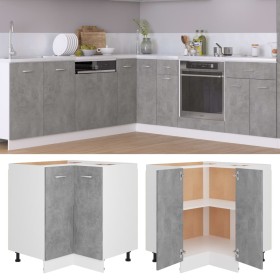 Concrete gray engineered wood corner lower cabinet by vidaXL, Kitchen cabinets - Ref: Foro24-802493, Price: 94,23 €, Discount: %