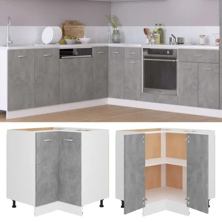 Armario inferior esquina madera de ingeniería gris hormigón de vidaXL, Armarios de cocina - Ref: Foro24-802493, Precio: 92,87...