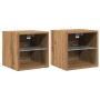 Muebles TV de pared luces LED 2 uds roble artisian 30x28,5x30cm von , TV-Möbel - Ref: Foro24-857675, Preis: 44,09 €, Rabatt: %