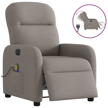 Sillón reclinable de masaje eléctrico tela gris taupe by , Armchairs - Ref: Foro24-3302969, Price: 242,01 €, Discount: %