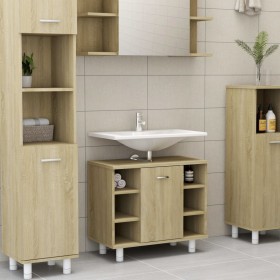 Armario de baño madera contrachapada color roble 60x32x53,5 cm