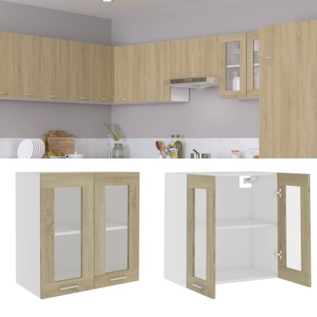 Hängeschrank aus Glas und Eichenholz, 60 x 31 x 60 cm von vidaXL, Küchenschränke - Ref: Foro24-802524, Preis: 57,41 €, Rabatt: %