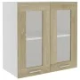 Glass and engineered oak wood hanging cabinet 60x31x60 cm by vidaXL, Kitchen cabinets - Ref: Foro24-802524, Price: 56,27 €, D...