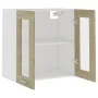Glass and engineered oak wood hanging cabinet 60x31x60 cm by vidaXL, Kitchen cabinets - Ref: Foro24-802524, Price: 56,27 €, D...