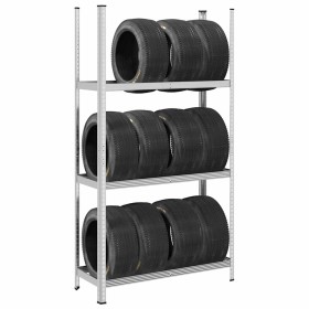 Estantería de 3 capas para neumáticos 2 uds plata 110x40x200 cm de , Estanterías industriales - Ref: Foro24-4016971, Precio: ...