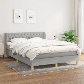 Cama box spring con colchón tela gris claro 140x200 cm Cama box spring con colchón tela gris claro 140x200 cm