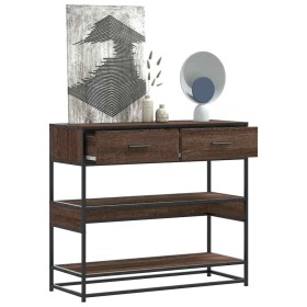 Mesa consola madera de ingeniería marrón roble 90x35x80 cm by , Side tables - Ref: Foro24-849183, Price: 87,06 €, Discount: %