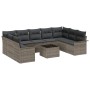 Conjunto de sofá de jardín con cojín 10 pcs Gris Poliratán