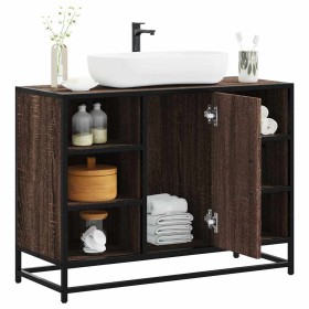 Armario lavabo baño madera ingeniería roble marrón 80x33x60 cm by , Bathroom furniture - Ref: Foro24-849293, Price: 79,65 €, ...