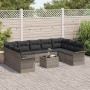 Conjunto de sofá de jardín con cojín 10 pcs Gris Poliratán