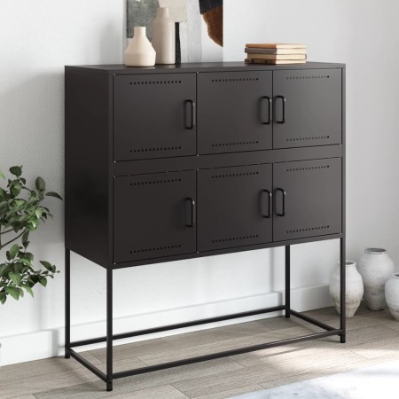 Aparador de acero laminado en frío negro 100,5x39x107 cm von , Sideboards - Ref: Foro24-846596, Preis: 105,40 €, Rabatt: %