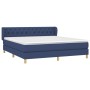 Cama box spring con colchón tela azul 160x200 cm