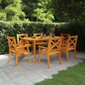 Garten-Essgruppe 7-teilig aus massivem Akazienholz von vidaXL, Gartensets - Ref: Foro24-3058004, Preis: 650,65 €, Rabatt: %