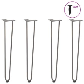 Patas mesa tipo horquilla 4 uds acero macizo acero natural 72cm by , Table legs - Ref: Foro24-4012427, Price: 58,00 €, Discou...