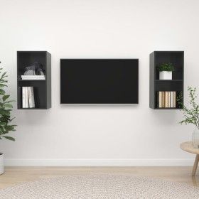 Wandmontierte Wohnzimmermöbel, 2-teilig, glänzend graues Holzwerkstoff von vidaXL, TV-Möbel - Ref: Foro24-3079852, Preis: 75,...