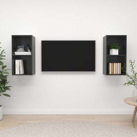 Wandmontierte Wohnzimmermöbel, 2-teilig, glänzend graues Holzwerkstoff von vidaXL, TV-Möbel - Ref: Foro24-3079852, Preis: 75,...