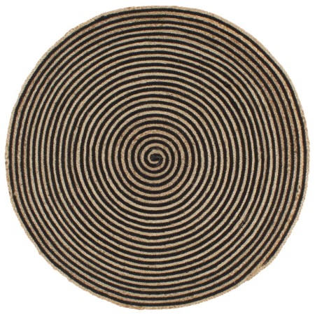 Alfombra de yute tejida a mano diseño espiral negro 150 cm by , Rugs - Ref: Foro24-133721, Price: 71,84 €, Discount: %
