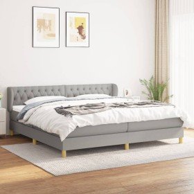 Cama box spring con colchón tela gris claro 200x200 cm Cama box spring con colchón tela gris claro 200x200 cm