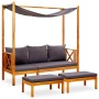Garden bench with awning and footrest solid acacia wood by vidaXL, garden benches - Ref: Foro24-3058009, Price: 335,24 €, Dis...
